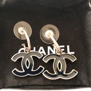Chanel CC enamel drop earrings